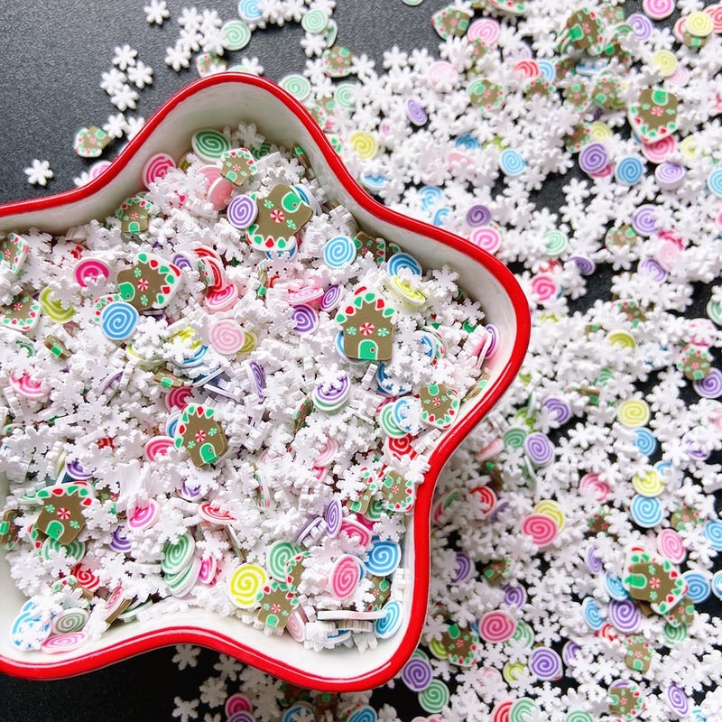 EHOPE Fake Sprinkles Fake Christmas Sprinkles Fake Candy Sprinkles Clay Sprinkles Polymer Sprinkles Polymer Clay Slices for Nail Art DIY Crafts Cake Phone(40g-Christmas House+Cake-42) - Image 2